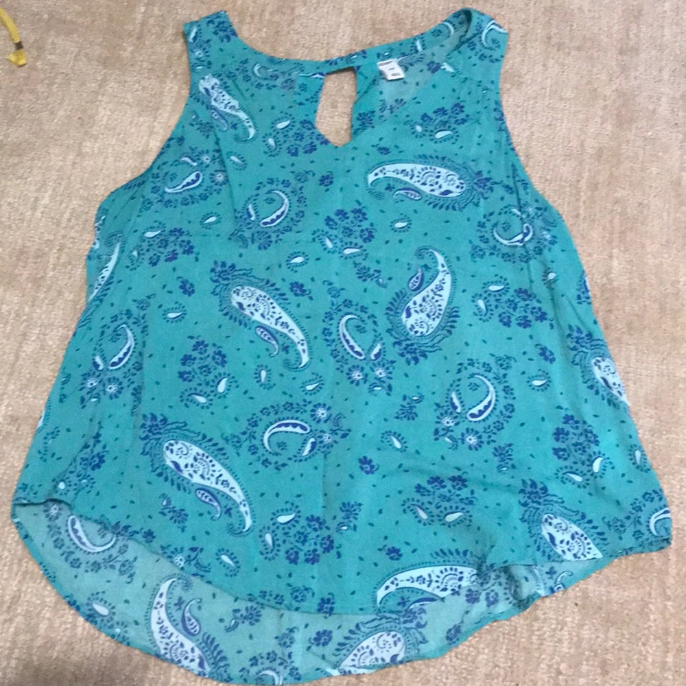 Blue Paisley Tank Top Blouse